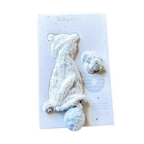 Brand New Baby Aspen Luxury Baby Blanket & Rattle Gift Set (Blue) - Picture 5 of 6